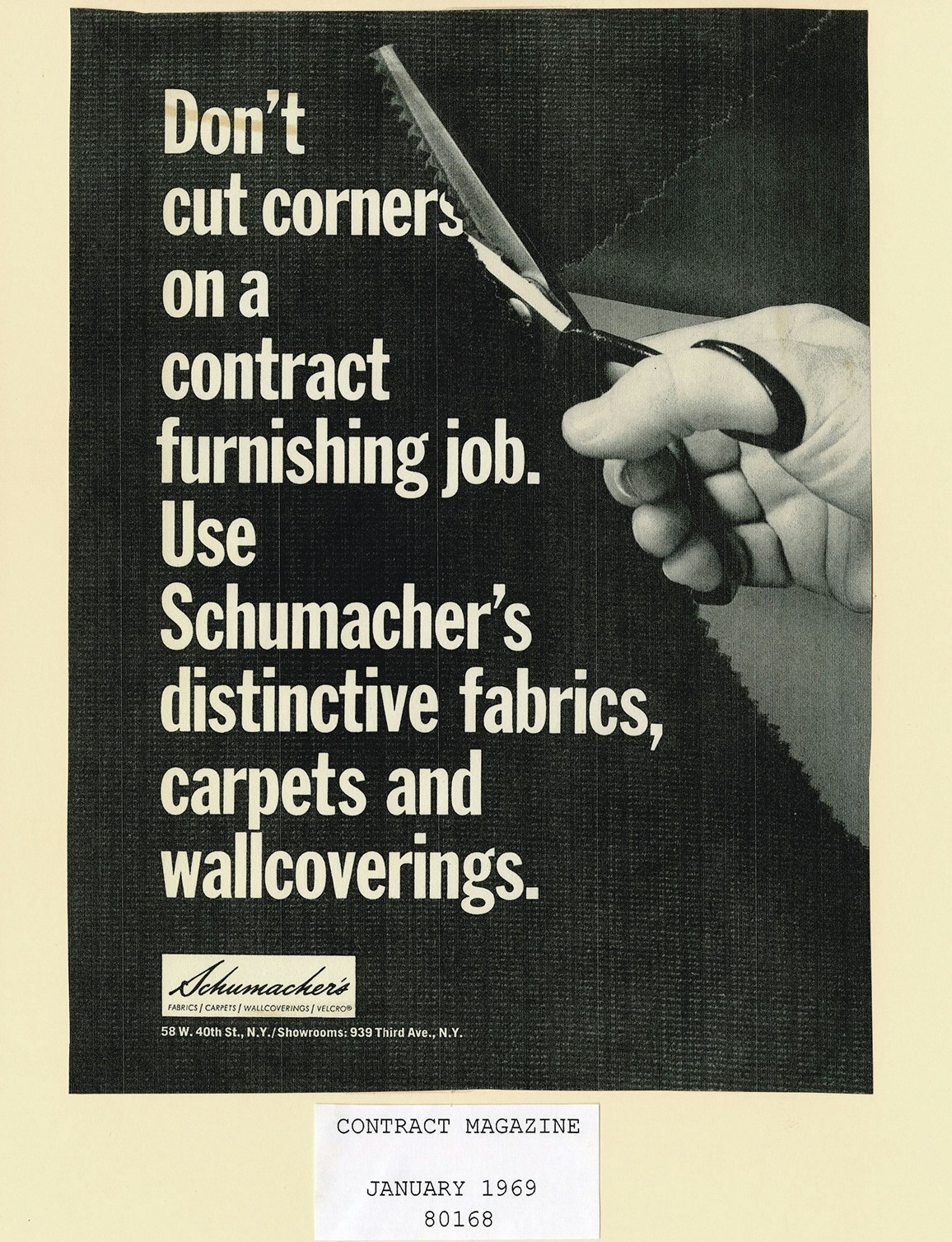 A scan of an original Schumacher ad for wallcoverings