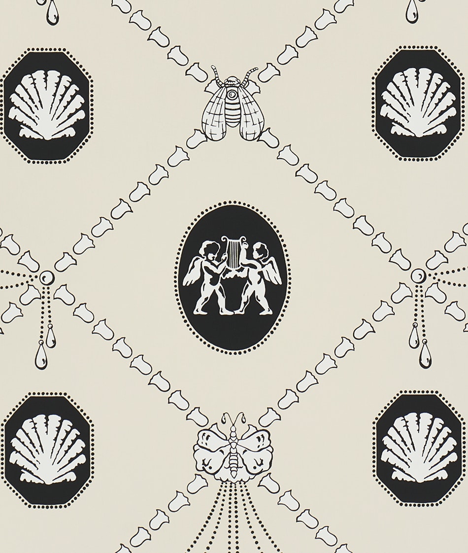 EDITH wallpaper in Black & Ivory colorway, a design from ARCHIVE by BACKDROP
